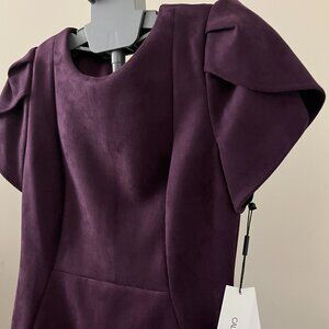 Purple Calvin Klein Tulip Sleeve Faux Suede Sheath dress